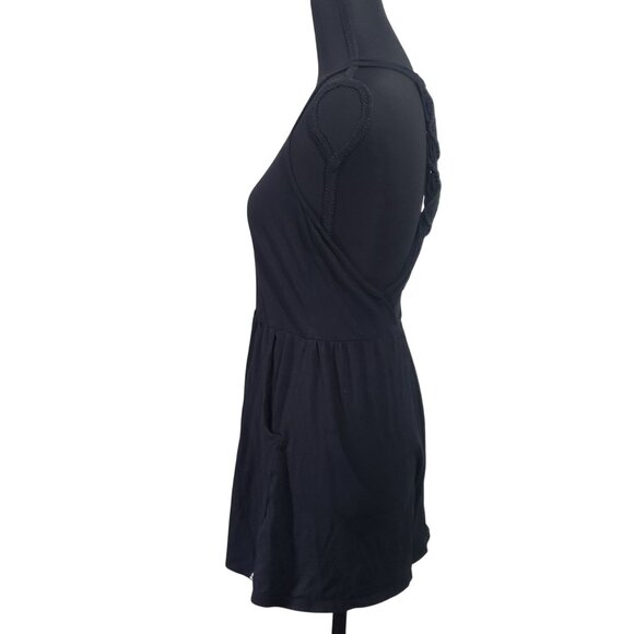 Volcom Womens Black Sleeveless Macrame Romper Shorts Size XS Beach Summer Resort - Picture 3 of 15
